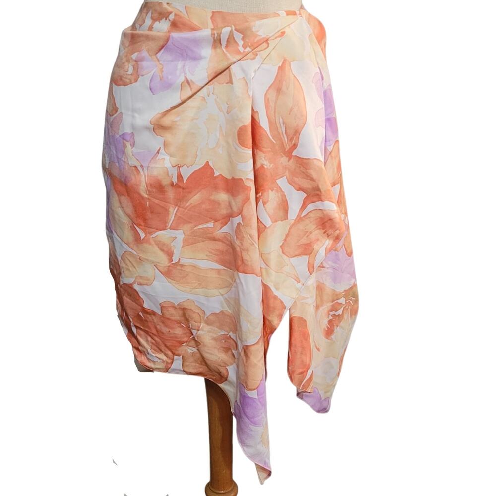 Wrap Look Orange and Cream Skirt Size Medium